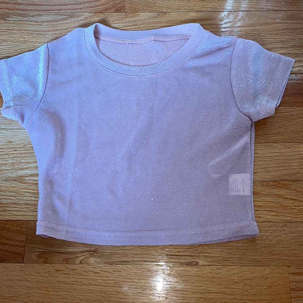 Sparkly pink crop tee